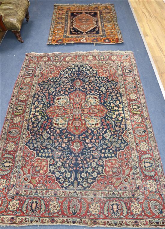 A Kashan floral medallion rug together with a Turkish prayer rug Larger 196 x 142cm